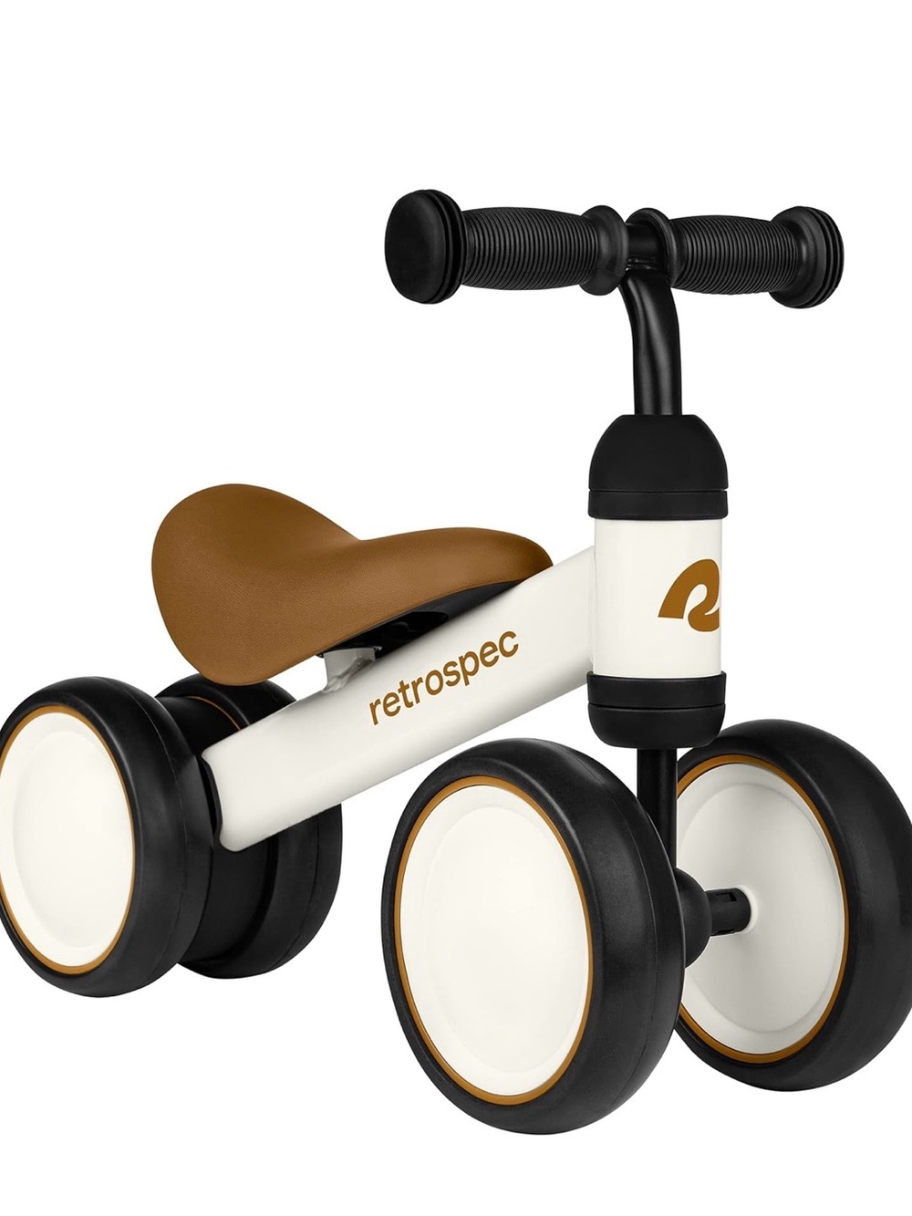Retrospec Toddler Ride-On Balance Bike - White & Brown